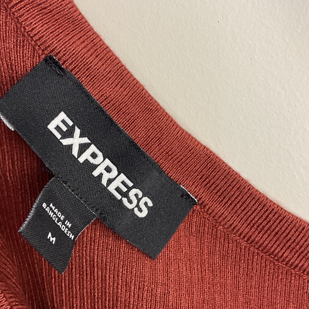 Express Brick Red Ruffled One-Shoulder Top Size M - Picture 4 of 8